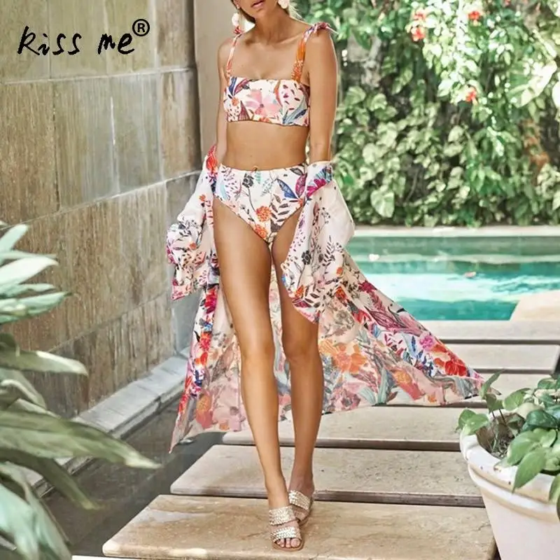 2019 богемное принтованное сексуальное бикини накидка свободная Цветочная