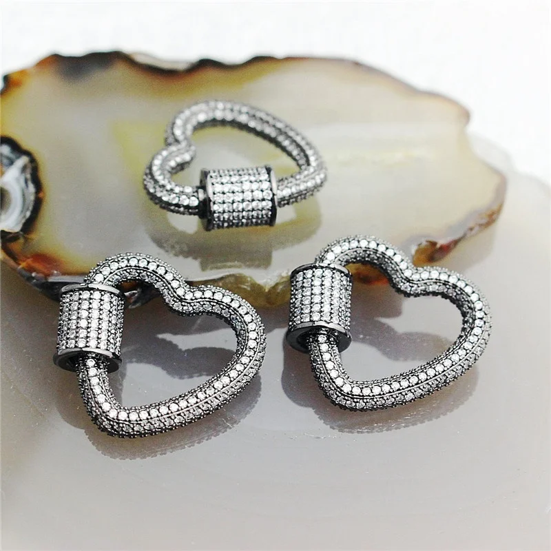 Застежка с фианитами в форме сердца 20*20 мм 5 шт./лот | Украшения и аксессуары