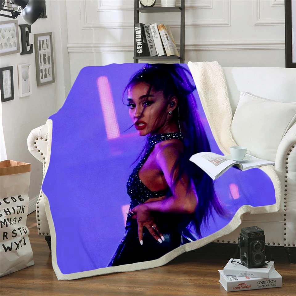 Бархатное плюшевое одеяло star Ariana Grand с принтом детское для девочек из шерпы