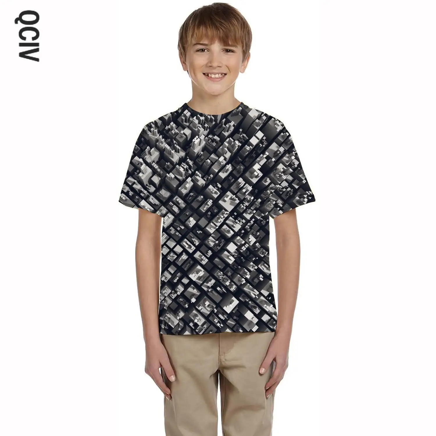 Брендовая футболка QCIV с геометрическим рисунком синие футболки для мальчиков