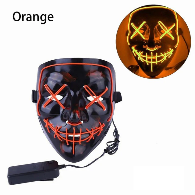 

Led Mask Halloween Party Masque Masquerade Masks Neon Light Glow In The Dark Mascara Horror Glowing Masker 06#