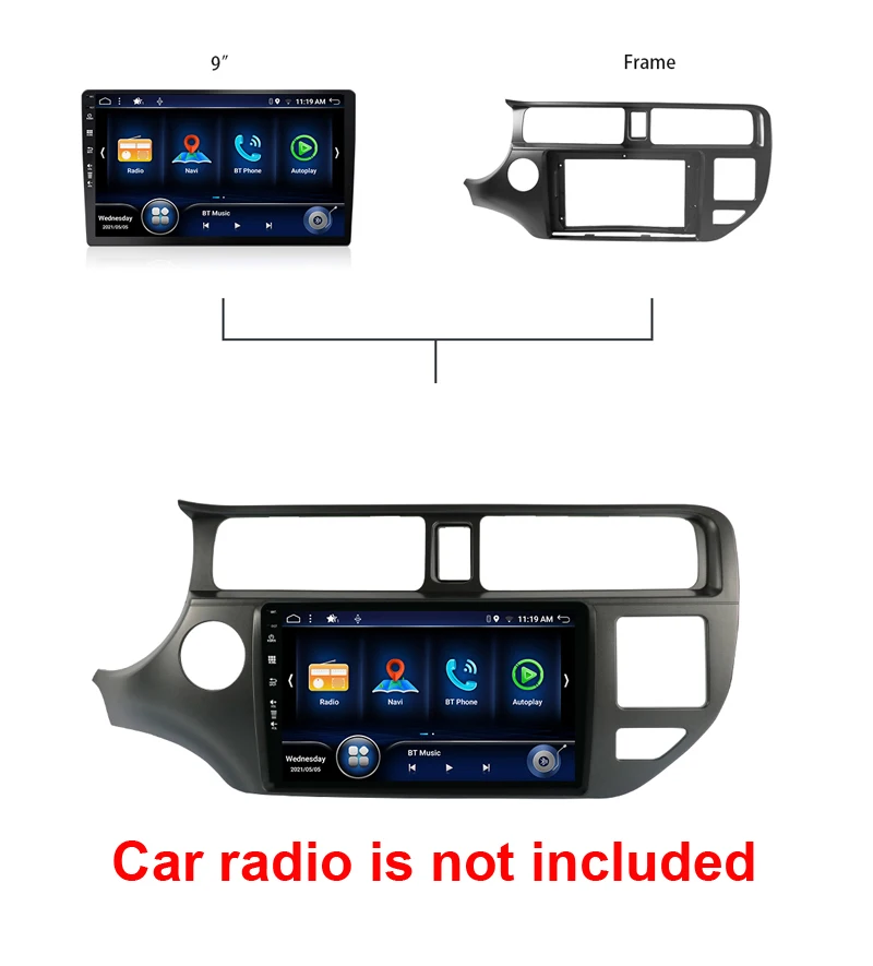 Bosion Double 2 Din Car Radio Frame For KIA K3 RIO 2011 2012 2013 2014 2015 2016 Fascia Dash Kit DVD Panel Stereo Cover | Автомобили и