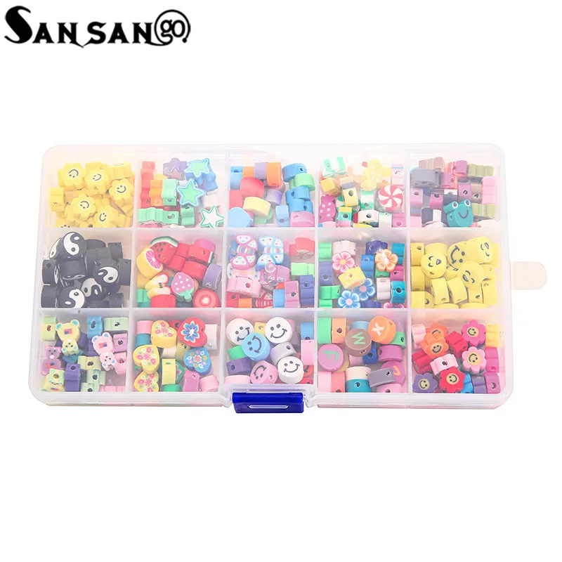 300 шт./кор. бусины из полимерной глины смешанные с рисунком смайликов животных DIY