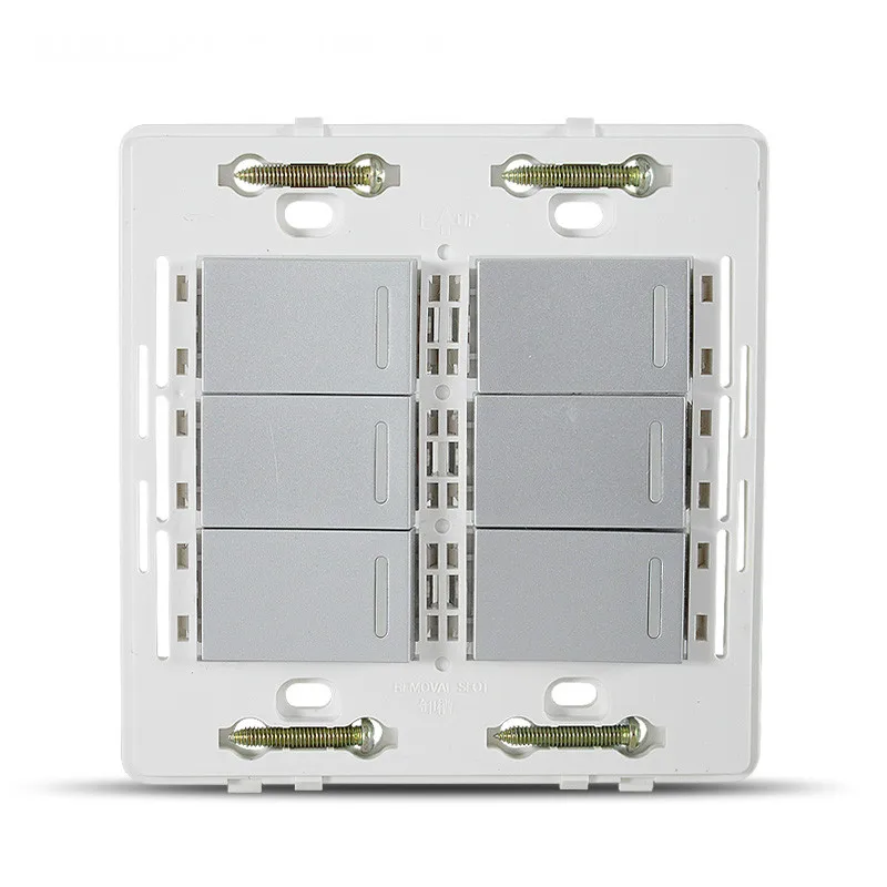 

Switch socket brushed silver switch type panel Six open double control