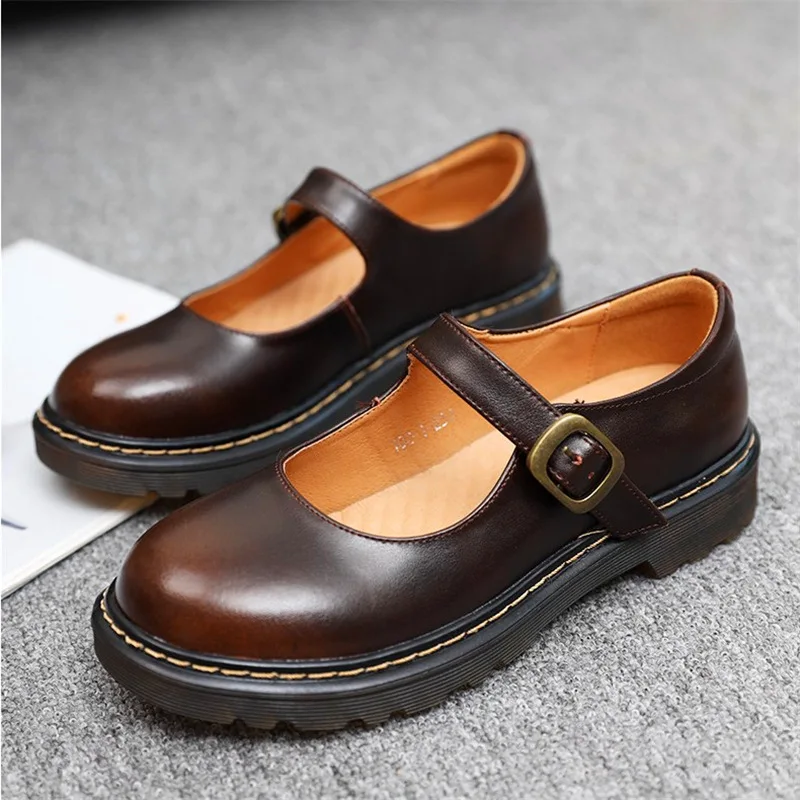 Туфли женские ручной работы натуральная кожа британская литература Ретро стиль