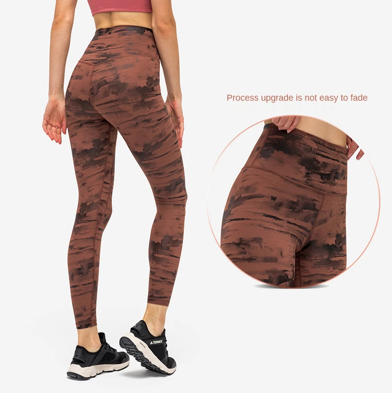 

New Fitness Sport Legging Tights Push-up Women's Pants Soft And Breathable Ink-dyed Printed High-stretch Yoga Pants Gym Clothing