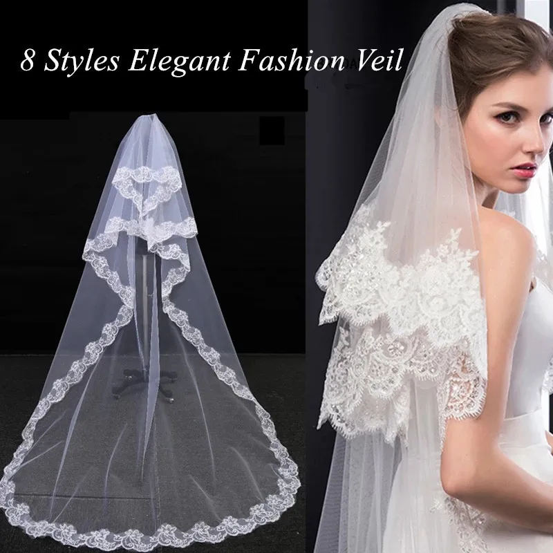 

New Fashion 8 Styles Simple Elegant White Beige Short Bridal Veil Beautiful Bride For Marriage Wedding Accessories Hot Sell