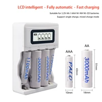 palo aa aaa rechargeable battery charger 4 slot lcd smart usb charger for 1 2v aa aaa nimh nicd pre charge batteria