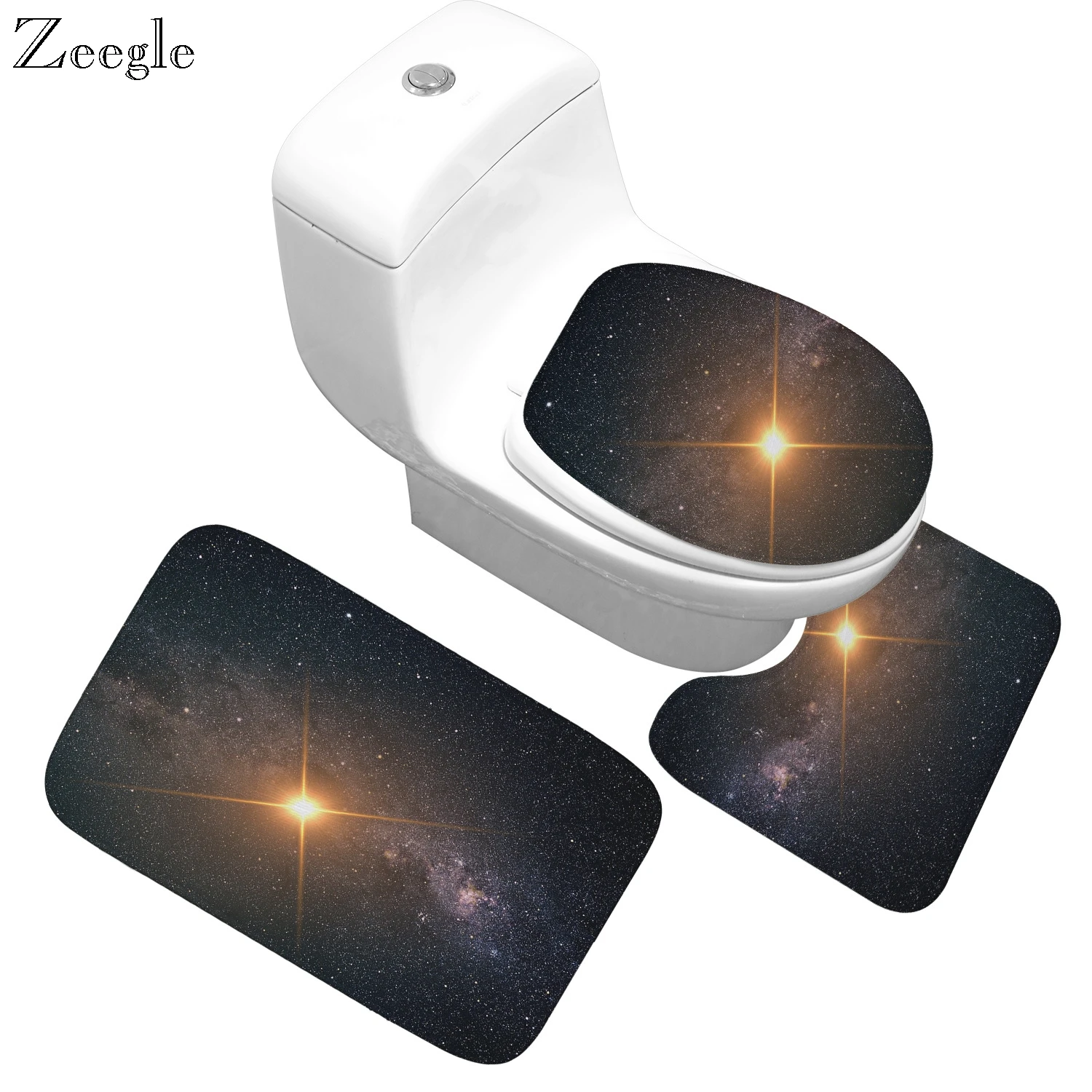 

Zeegle 3pcs Bath Mat Set Polyester Absorbent Foot Rug Flannel Pedestal Rug Toilet Seat Cover Anti Slip Bathroom Entrance Mat