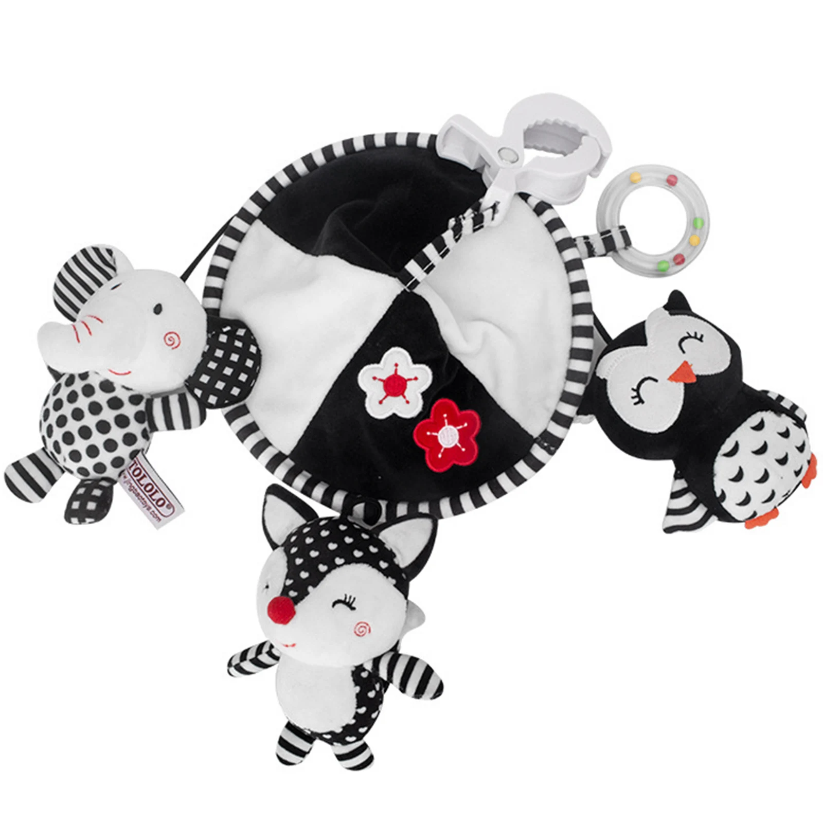 

Baby Stroller Hanging Toy Car Seat Toys For Babies 0-6 Months Black And White Baby Toys Soft Cartoon Hanging Rattle Toys Infant