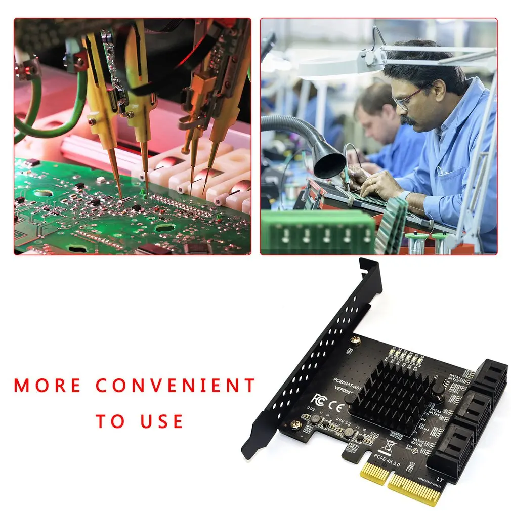 

4 Port SATA3.0 Slot Extension Card Graphics Card Adapter Card Cable Plug And Play Computer Accessories