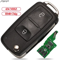 jingyuqin remote car flip key 434mhz id48 chip for volkswagen vw amarok transporter 2011 2016 5k0959753ab 2 buttons