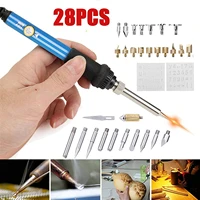 60w 220v 28pcs electric soldering iron temp adjust wood embossing burning carving pyrography engrave cautery tool kit solder tip