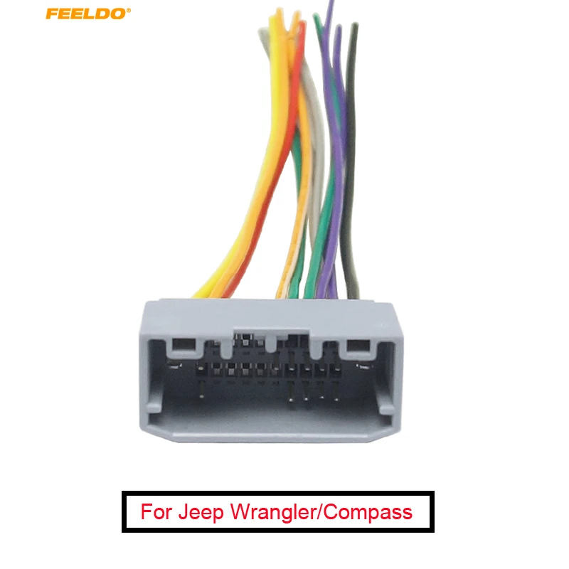 FEELDO 1 шт. Автомобильная стерео проводка адаптер гнездовой разъем для Jeep Wrangler/Compass