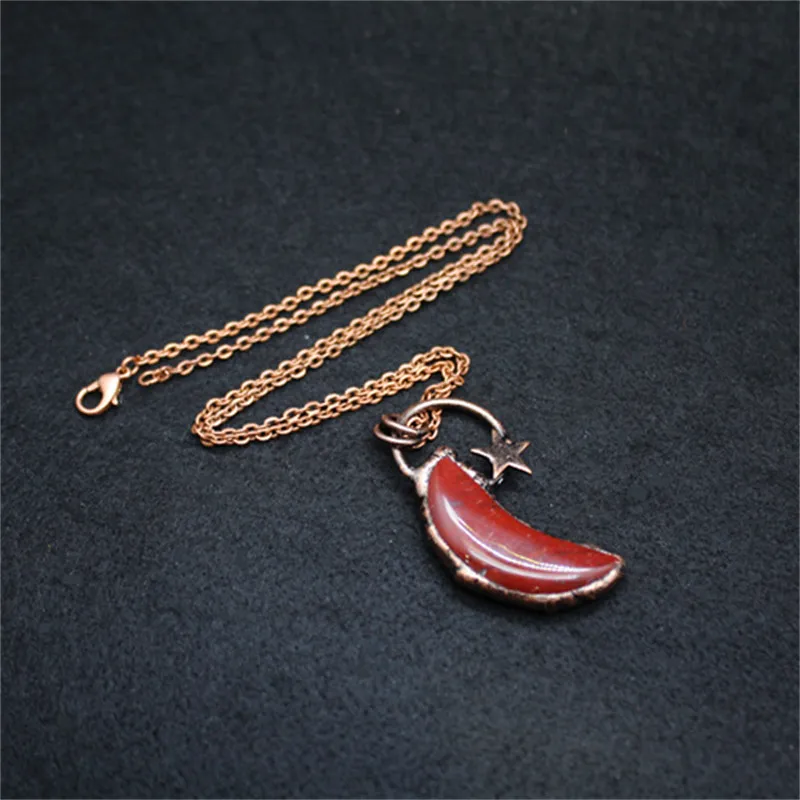 Женское ожерелье с подвеской в виде звезды и Луны красным агатом | Украшения