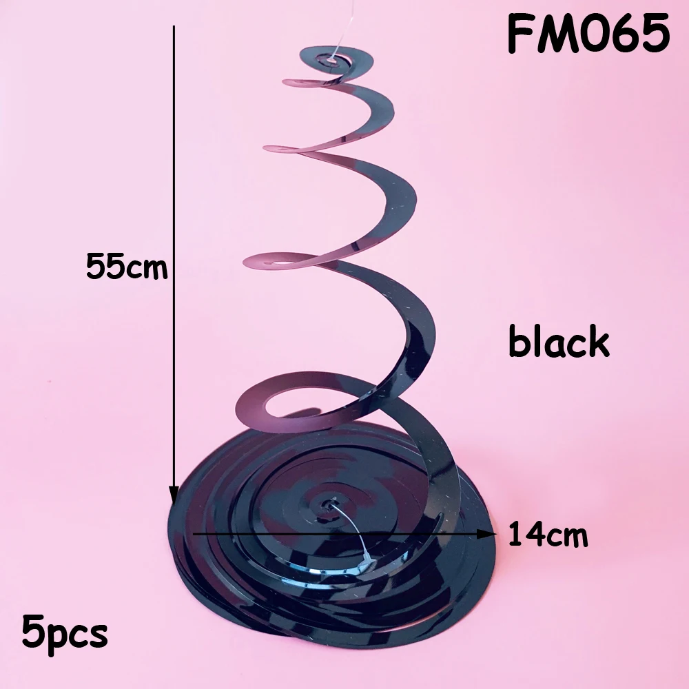 FM065 black 5 шт. рождественские праздники спиральные Фольга украшения вечерние гирлянда к дню рождения завитки из фольги баннеры гирлянда 40-й день рождения украшения - Цвет: FM065 black