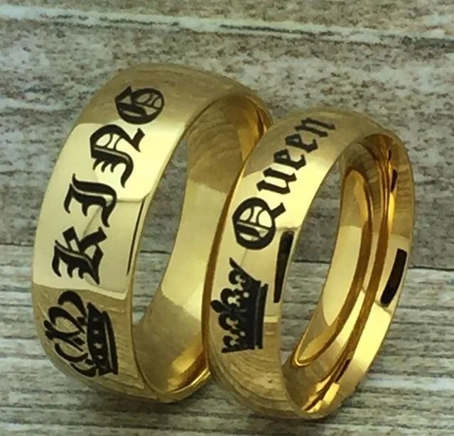 В стиле панк Золотой король и королева кольца его ее Кольца Юбилей обручальные