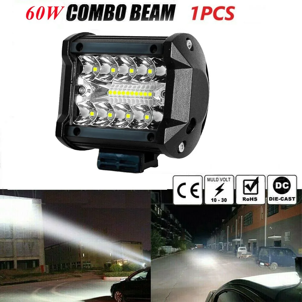 Car LED Worklight 60W Offroad Work Light 12V Auto Light Fog Lamp Off Road Combo LED Tractor Spotlight For Tractor ATV UTV SUV