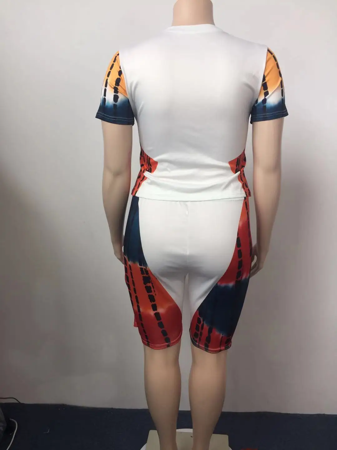 

Plus Size Two Piece Suit Sports Style Women's Clothing Fashion Casual Sexy Printing Tie Dye Stitching T Shirt Shorts Slim Fit