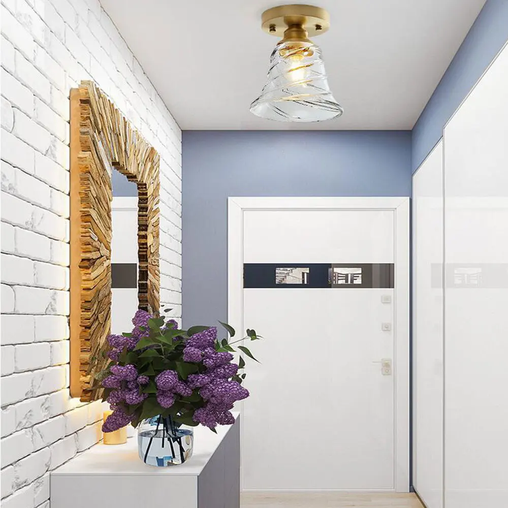 

Nordic Glass Ceiling lamp Retro Loft Vintage Ceiling Light Russia Dining Room Modern corridor copper E27 Ceiling Glass Lampshade