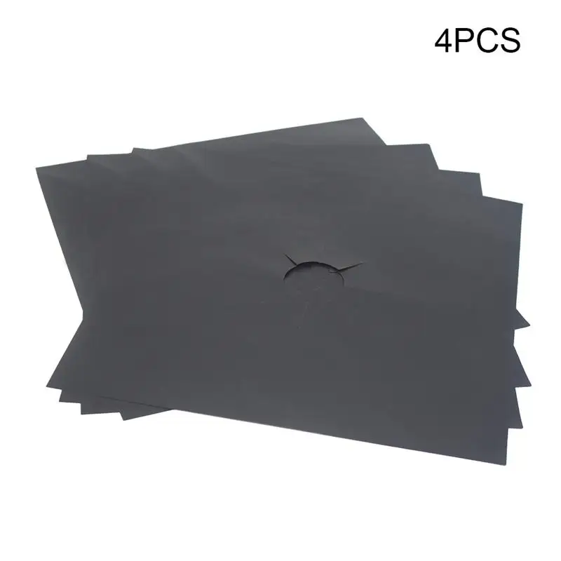4pcs 4PCS Reusable Gas Stove Protector Cover Aluminum Foil Cooker Burner Cover Non-Stick Sheeting Mat Pad Clean Liner For Kitchen A35 - Цвет: 4pcs