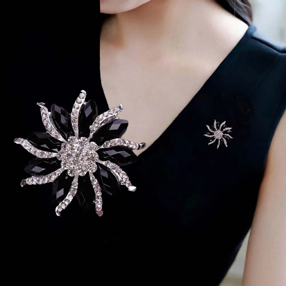 Винтажная овальная брошь в виде цветка модный стиль жемчуг и кристалл золотой