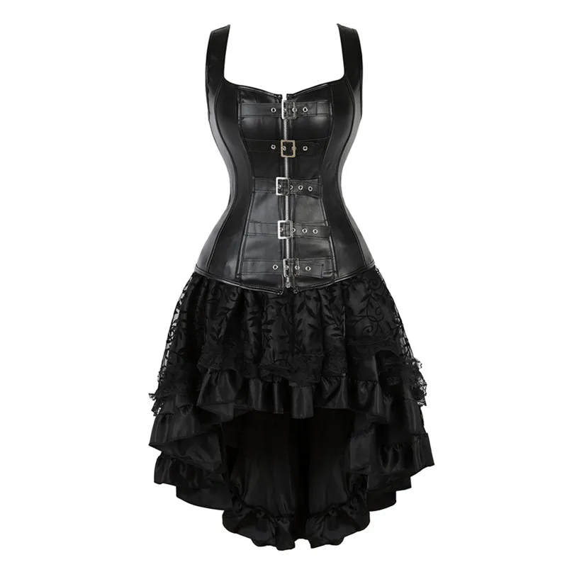 Женский корсет-платье в стиле стимпанк готический корсет из искусственной кожи