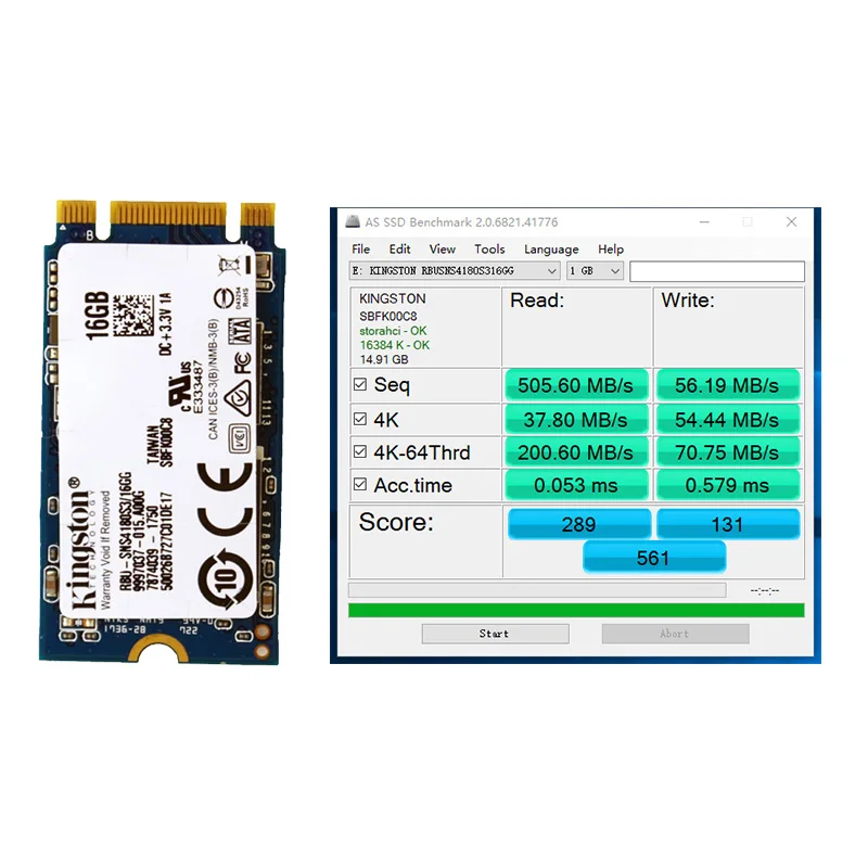 Внутренний твердотельный накопитель Kingston SSD 2242 M.2 SATA протокол 16 ГБ 32 промышленный