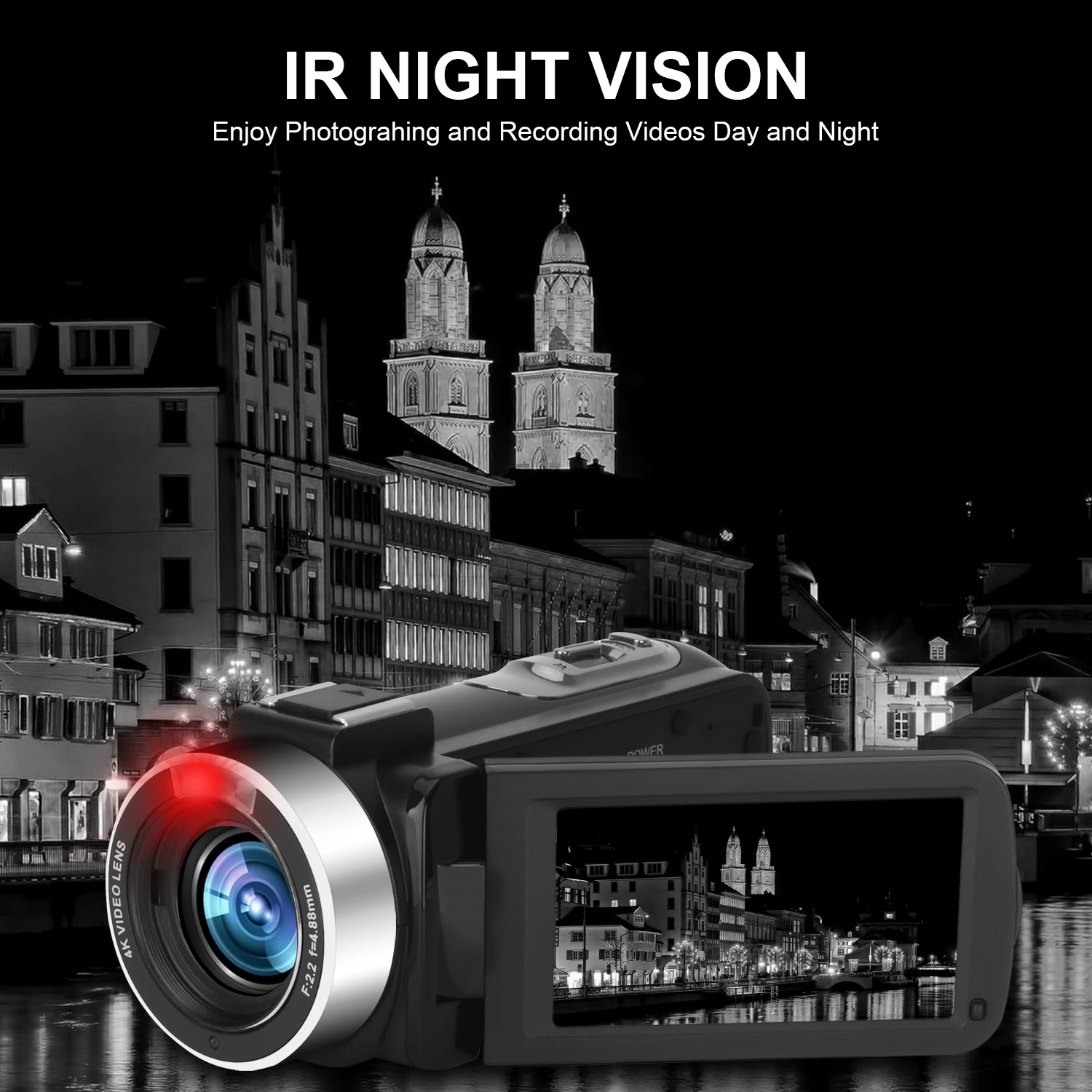 Camcorder 4K Ultra HD Video Camera 16X Digital Zoom 270 Degree Rotation Webcam for Youtube Recorder Cameras | Электроника