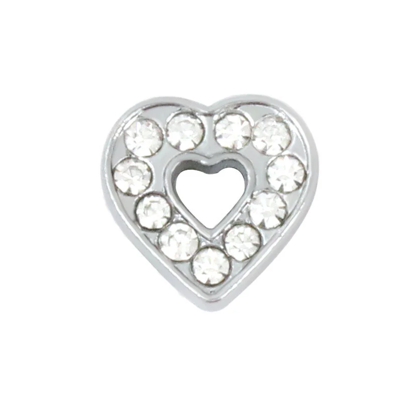 

100pcs/lot Internal Dia 8mm Heart Moon Slide Charm DIY Accessories Fit 8mm Wide Belt Pet Collar