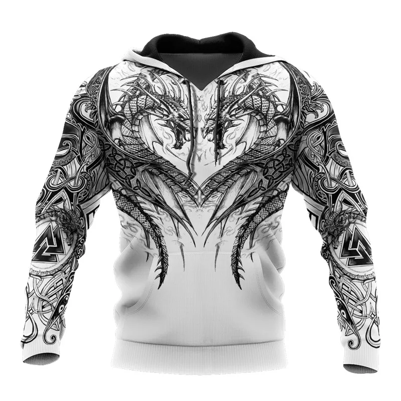 

Fashion new product Viking tattoo dragon 3D printing unisex casual pullover zipper hoodie autumn street men's sweatshirt/hoodie