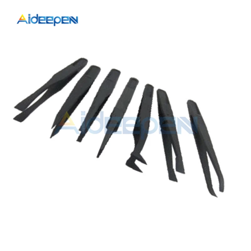 7 шт./компл. антистатические углеродного волокна электронные пинцеты комплект ОУР пластик изогнутая прямая законцовка щипцы ремонт инструмент инструменты обслуживания