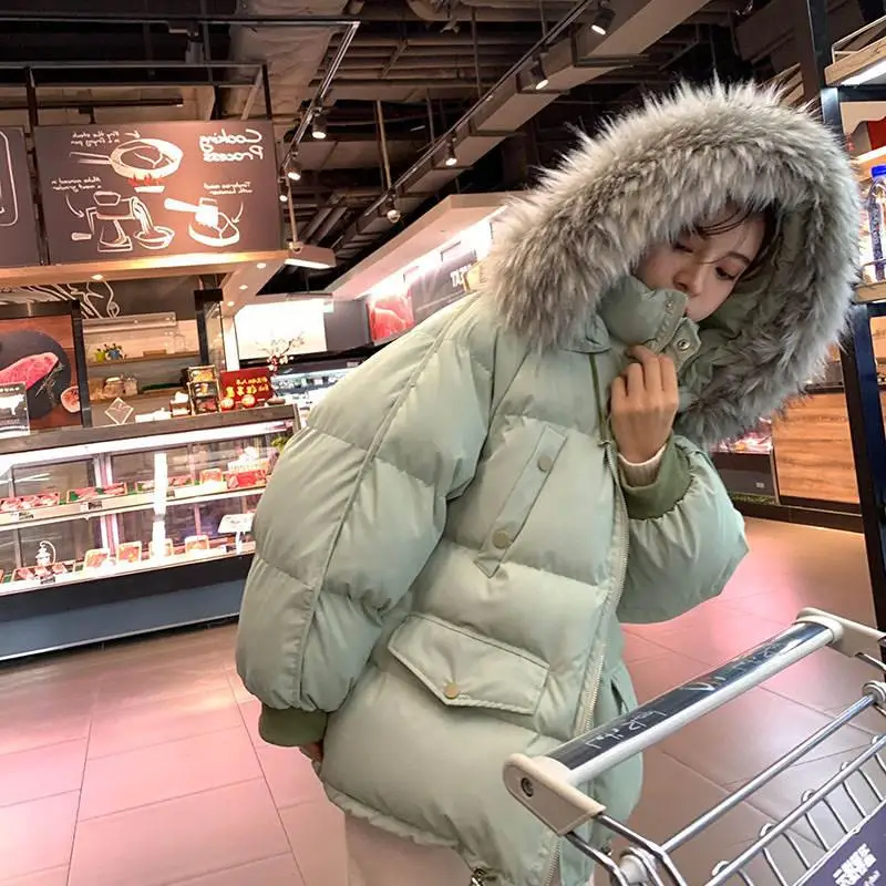 

Winter Jacket Women Parka Loose Warm Thicken Overcoat Female Padded Jacket Hooded Long Sleeve Winter Women Coat Outerwear Q1936