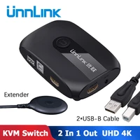 unnlink kvm switch with extender 4k 1080p hdmi compatible splitter 2 pcs computer sharing 4 ports monitor mouse keyboard printer