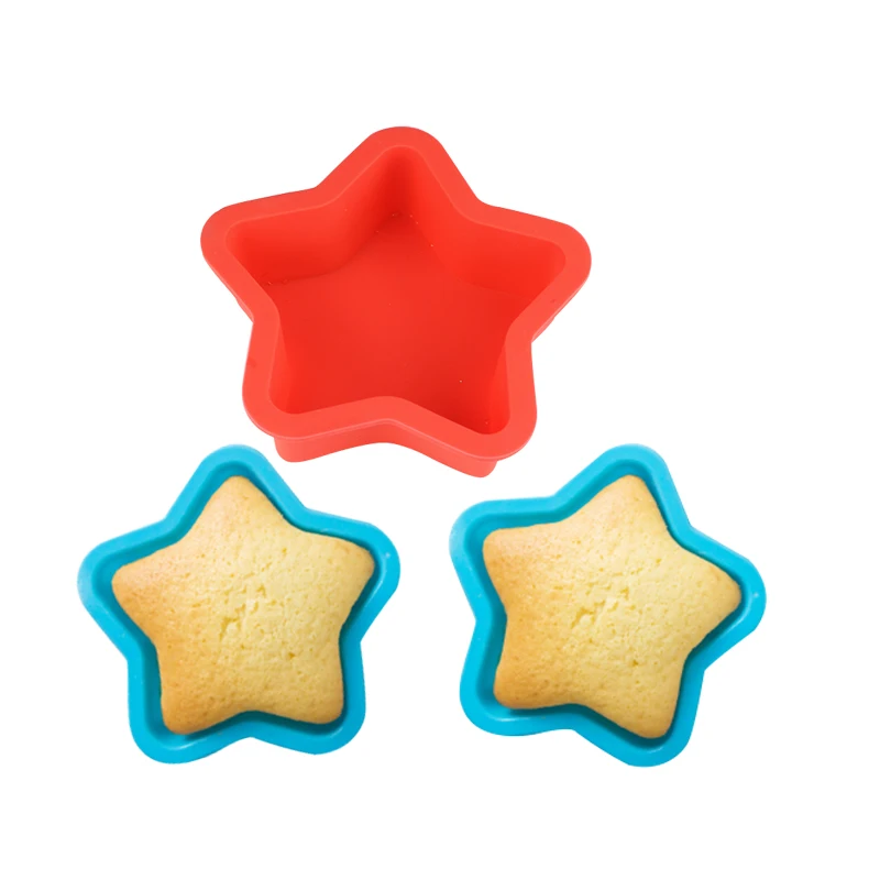 1pc star Любовь, сердце, звезды, силиконовая форма для пирога, посуда для выпекания, набор силиконовых форм для украшения торта - Цвет: 1pc star