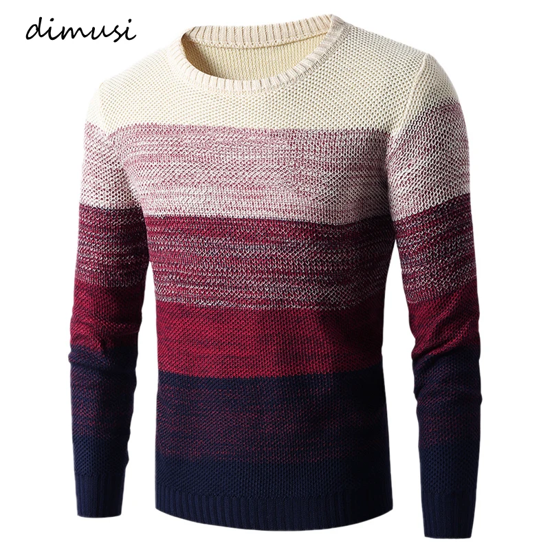 Мужской Повседневный свитер DIMUSI шерстяной облегающий с круглым вырезом и