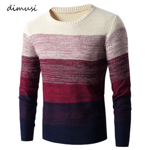 Мужской Повседневный свитер DIMUSI, шерстяной облегающий свитер с круглым вырезом и высоким воротником, вязаный пуловер для осени и зимы