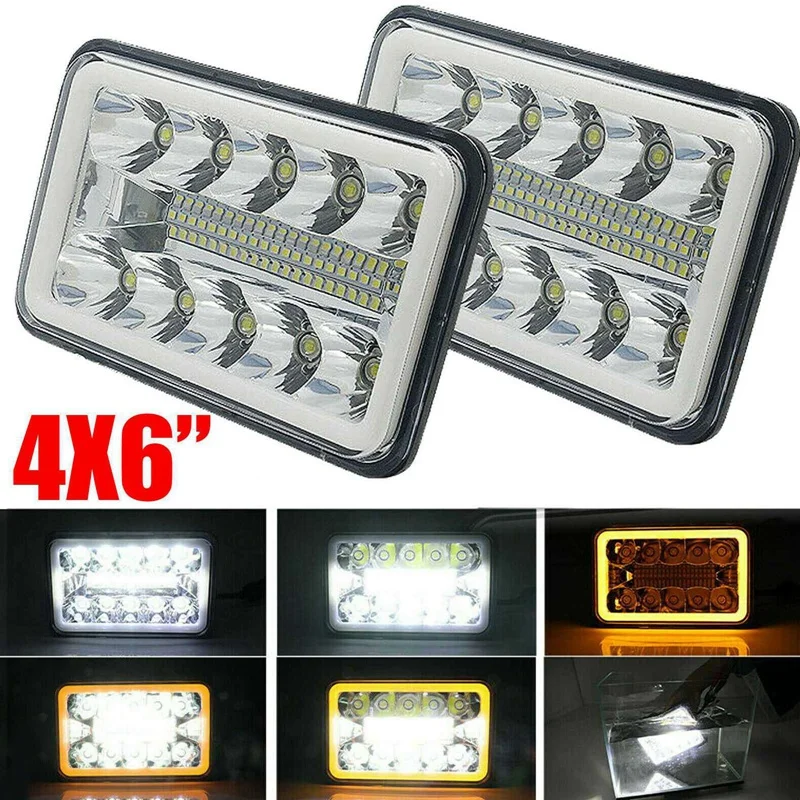 Pair 4inch x 6inch LED DRL Light Bulb Crystal Clear SeaLed Beam head light lamp Headlight 6X4 Truck | Автомобили и мотоциклы