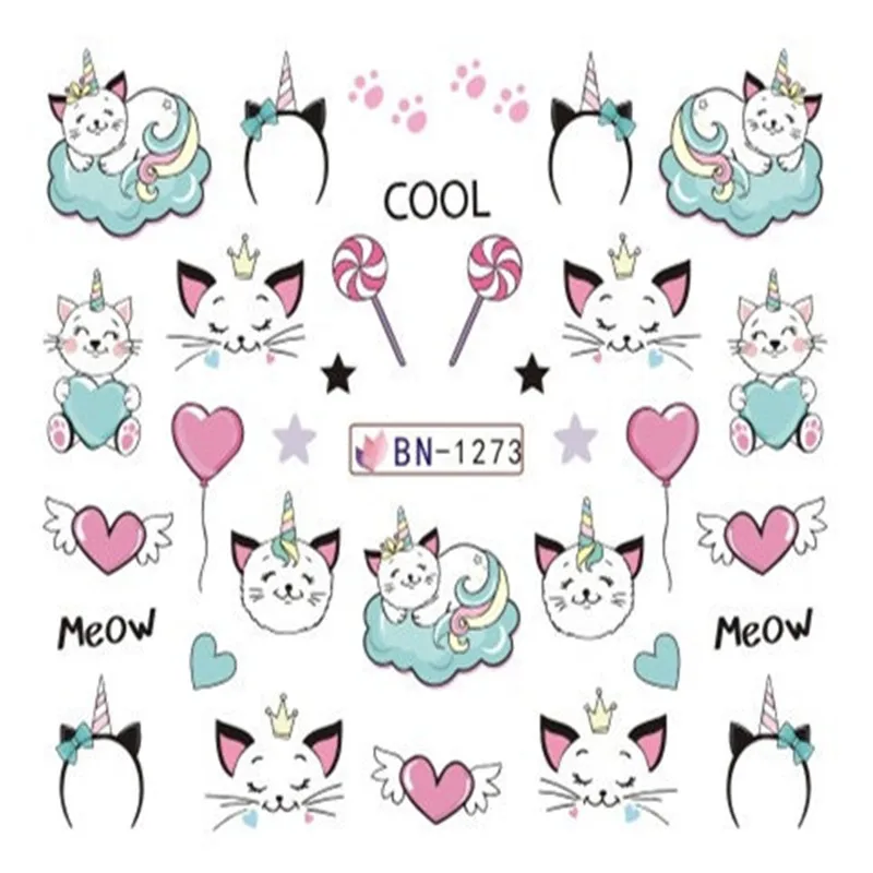 1 лист наклейки для дизайна ногтей на День святого Валентина Водные слайдеры