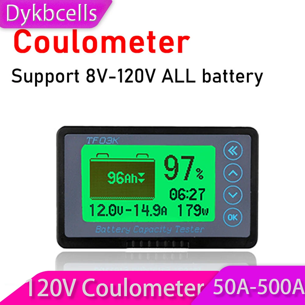 

Dykbcells DC 8-120V кулометр Монитор A 350A 500A тестер емкости Измеритель RV электрический скутер Lifepo4 свинцово-кислотный литий-ионный