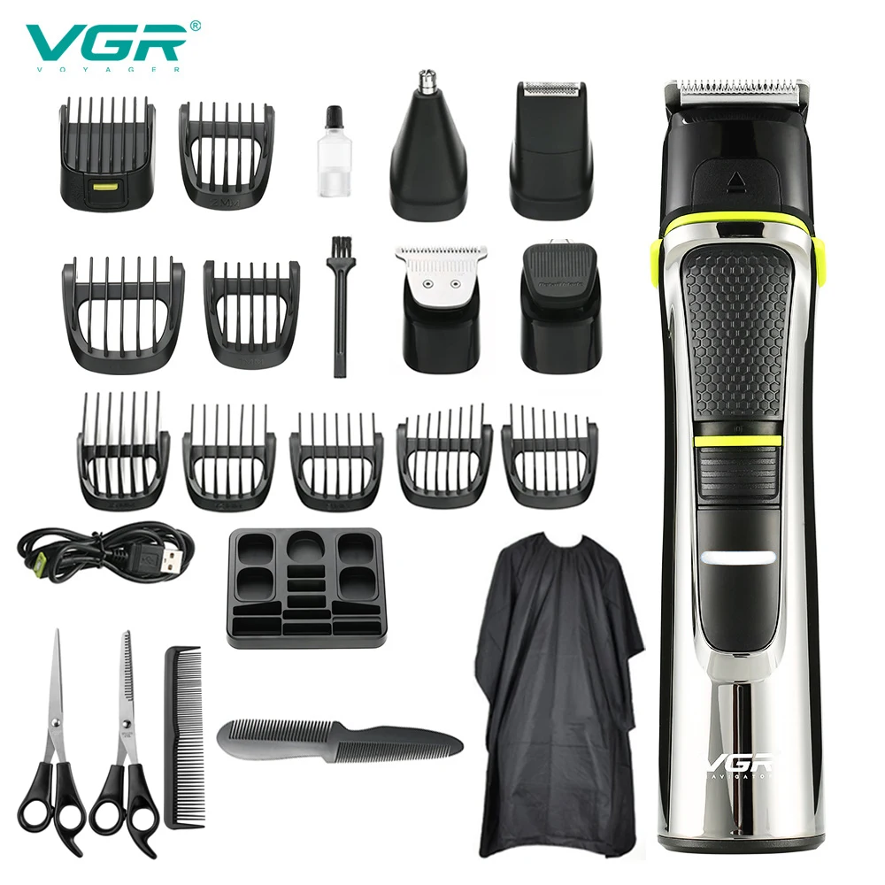 

VGR Hair Clipper Rechargeable Wireless 5-in-1 Barber Tool Set Electric Hair Clippers for Waterproof Carving and Shaving V-100