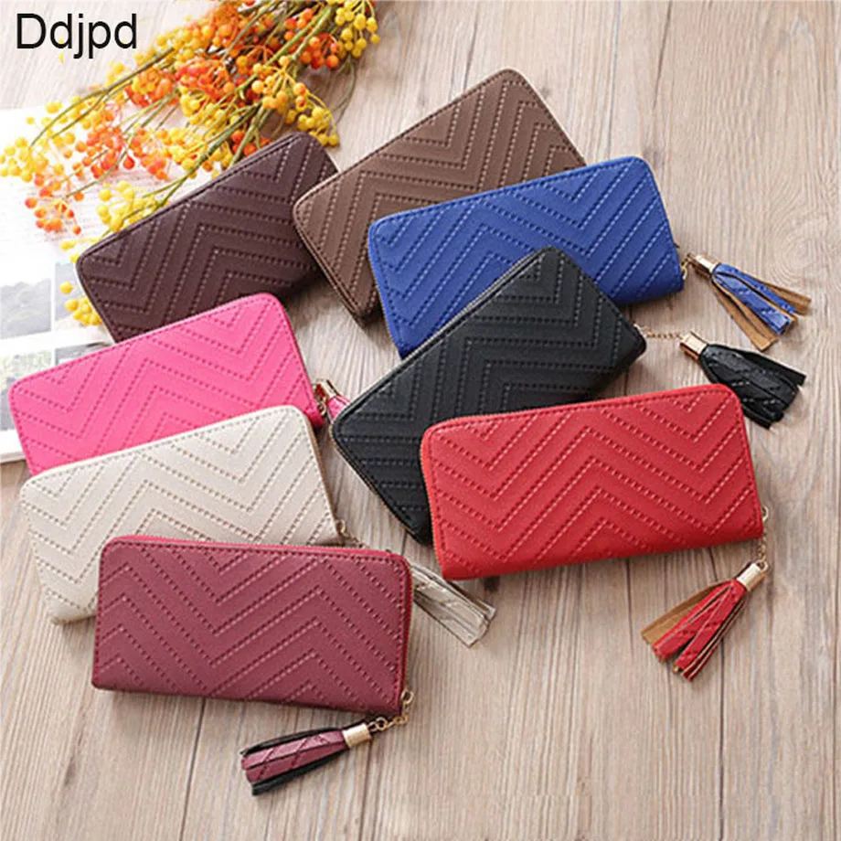 

Ddjpd New Elegant Long Clutch Women's Fashion Large-capacity Wallet Multifunctional Tassel Clutch Wallet Card Bag Wallet