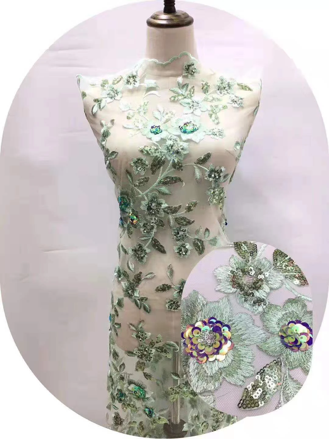 

African lace fabric 2019 embroidered Nigerian lace fabric high quality French tulle lace fabric female dress FJ3456