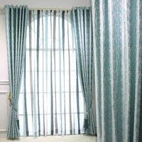 pure color curtains thickened chenille jacquard simple blue atmospheric shading curtains for living dining room bedroom