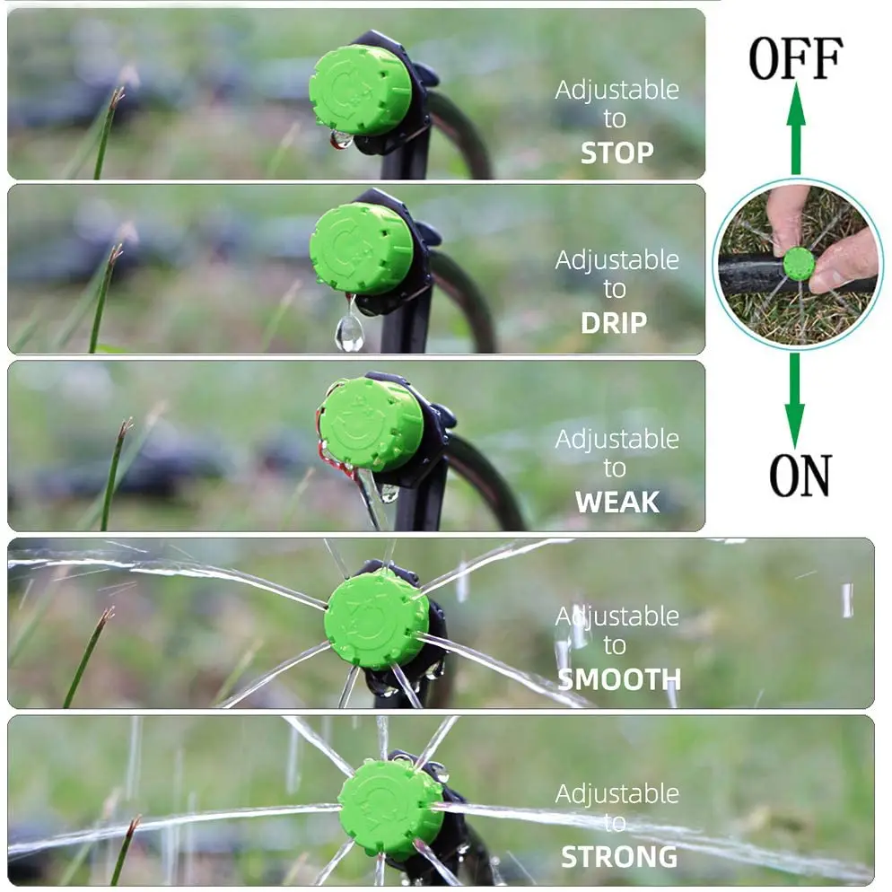 

1/4inch 100pcs Garden Watering Drippers Irrigation Anti-clogging Micro Supplies Drip Sprinklers System Green