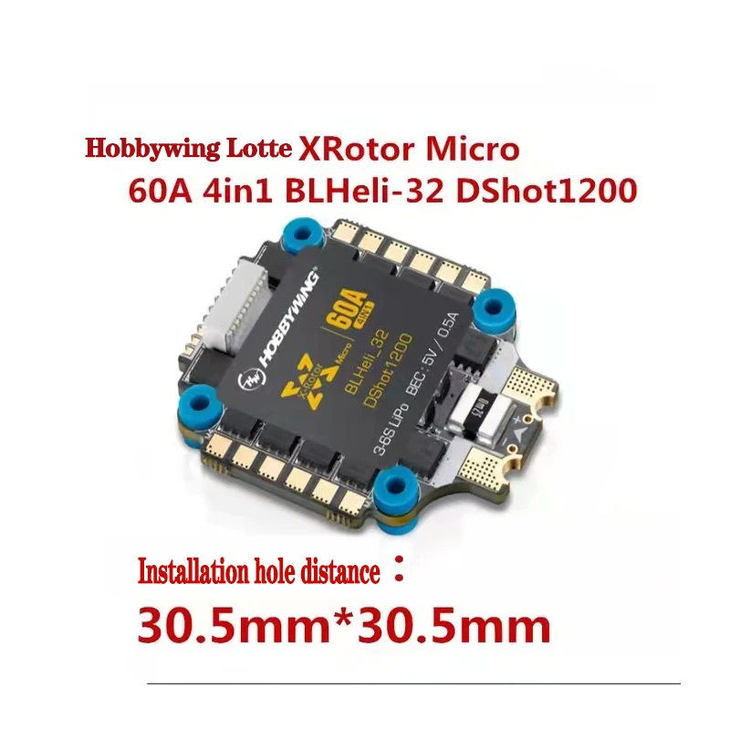 Hobbywing XRotor Micro 40A 60A 4 в 1 BLHeli-32 DShot1200 3-6S ESC для FPV гоночного дрона квадрокоптера |