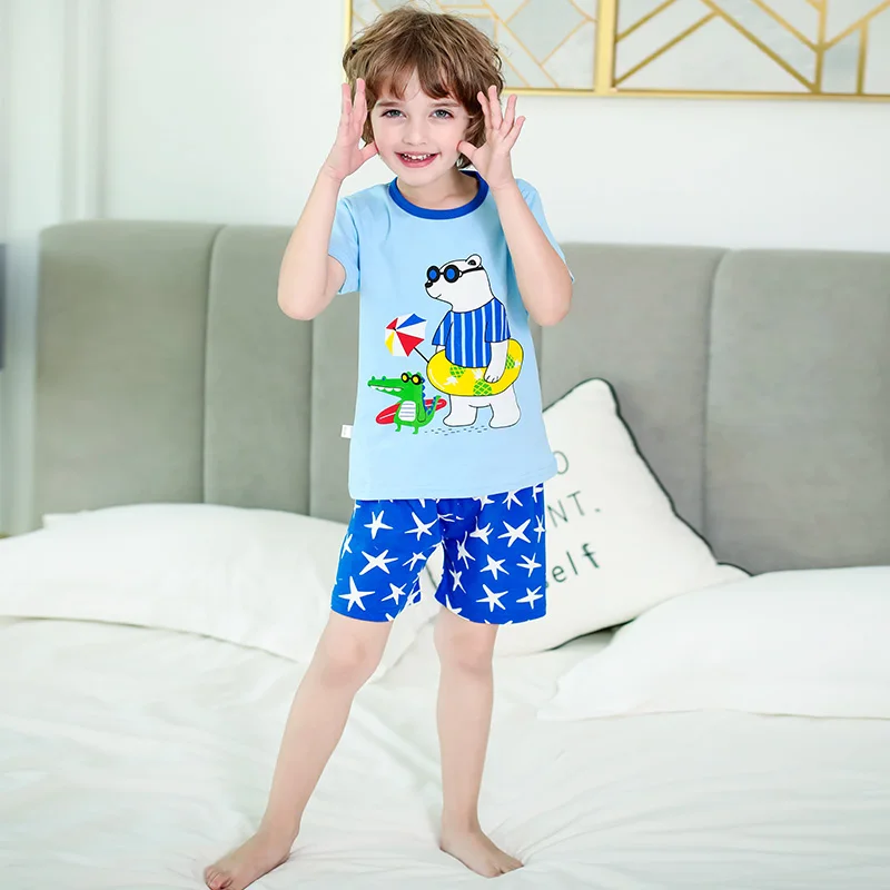 SAILEROAD/Новинка 2020 года летние пижамы для мальчиков с рисунком динозавра и медведя