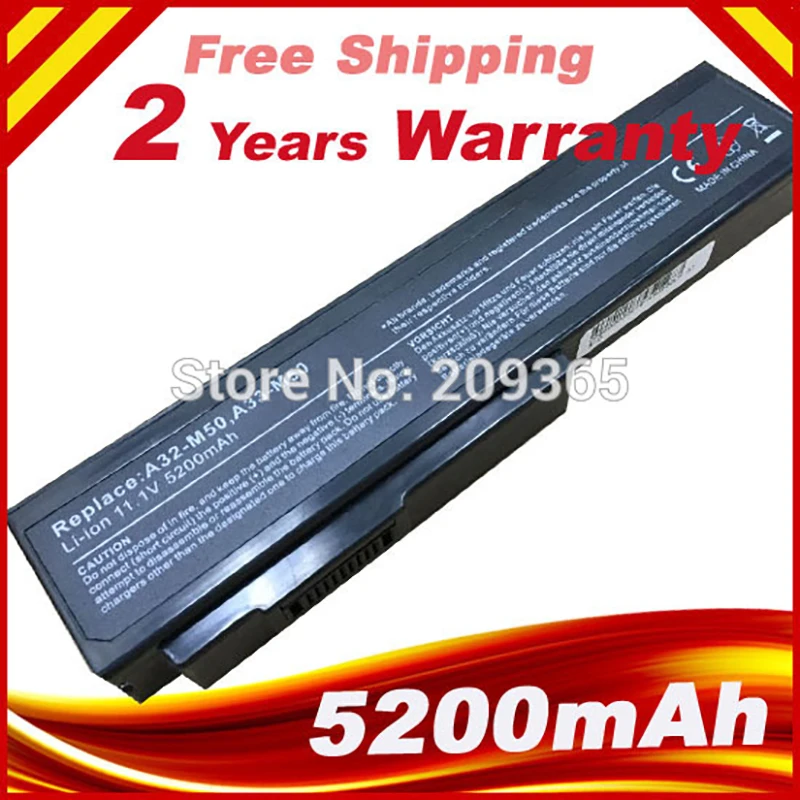

M50 6cell Battery For Asus N53S N53J N53JQ N61V n61w N43 A32-N61 A32-M50 Black,Free shipping
