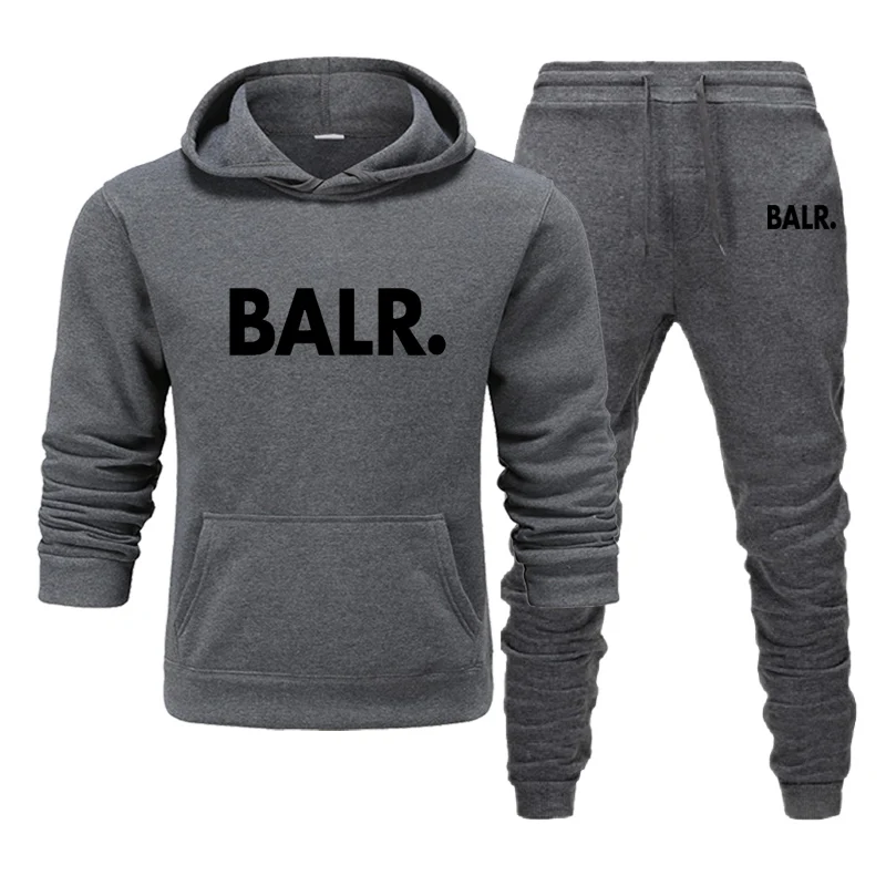 

Summer Sports Fitness BALR Men'S And Women'S Suit Hoodie + Pants 2-Piece Set Autumn And Winter Hooded Sportswear Men'S Sportswea
