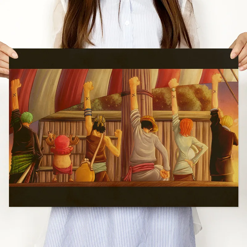 

Bandai Poster One Piece Anime Action Figure Vintage Posters Anime Paintings Room Living Wall Decoration Stickers Toys Gift